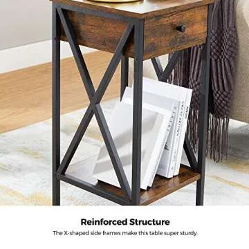 VASAGLE Industrial Tall Nightstand - Stylish Storage Solution