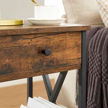 VASAGLE Industrial Tall Nightstand - Stylish Storage Solution