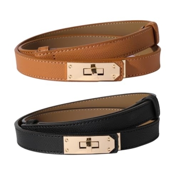 Ovekaut Women Skinny Leather Belt - Versatile, Adjustable Luxury Accessory for Every Outfit