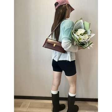 Women Vintage Shoulder Bag Clutch Handbag Underarm Bag Retro Classic Purse with Buckle Closure (Brown) Medium