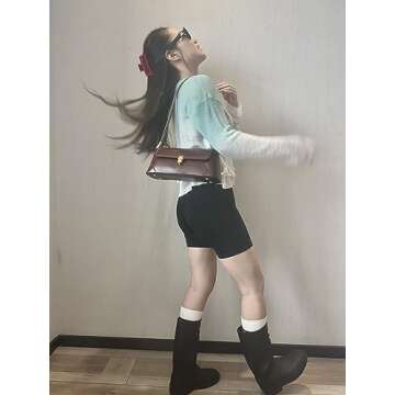 Women Vintage Shoulder Bag Clutch Handbag Underarm Bag Retro Classic Purse with Buckle Closure (Brown) Medium