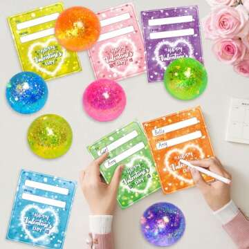 U-Zomir 24 Packs Kids Valentines Day Cards with Stress Ball, Stress Relief Valentines Squishies Toy Valentines Day Gifts for Kids, Valentines Day Cards for Kids School Classroom Exchange Party Favors