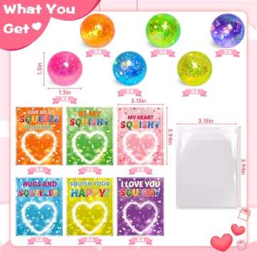 U-Zomir 24 Packs Kids Valentines Day Cards with Stress Ball, Stress Relief Valentines Squishies Toy Valentines Day Gifts for Kids, Valentines Day Cards for Kids School Classroom Exchange Party Favors