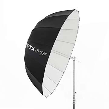 Godox UB-165W 65in Parabolic Reflective Umbrella,Black White Reflective Umbrella Studio Light Umbrella with Diffuser Cover Cloth