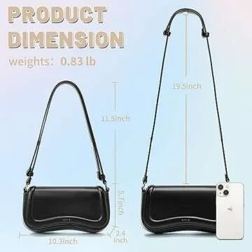 Keyli Shoulder Bag for Women mini Crossbody Purses Retro Classic Handbag Waterproof Vegan Leather Clutch Tote Hobo Purse Designer Bags with Adjustable Strap Black