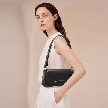 Keyli Shoulder Bag for Women mini Crossbody Purses Retro Classic Handbag Waterproof Vegan Leather Clutch Tote Hobo Purse Designer Bags with Adjustable Strap Black