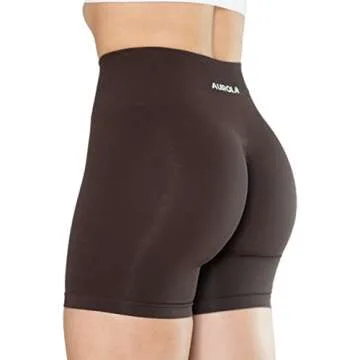 AUROLA Intensify Workout Shorts for Women Seamless Scrunch Short Gym Yoga Running Sport Active Exercise Fitness Shorts(M,Chocolate Plum)