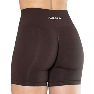 AUROLA Intensify Workout Shorts for Women Seamless Scrunch Short Gym Yoga Running Sport Active Exercise Fitness Shorts(M,Chocolate Plum)