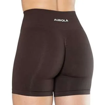 AUROLA Intensify Workout Shorts for Women Seamless Scrunch Short Gym Yoga Running Sport Active Exercise Fitness Shorts(M,Chocolate Plum)