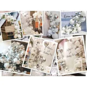 White and Silver Balloons Garland Arch Kit for Party Decor
