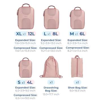 BAGSMART Compression Packing Cubes for Travel, 6 Set Packing Cubes for Suitcases, Lightweight Suitca...