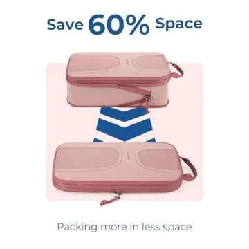 BAGSMART Compression Packing Cubes for Travel, 6 Set Packing Cubes for Suitcases, Lightweight Suitcases Organizers Bag Set & Compression Travel Cubes, Travel Essentials Packing Organizers Baby Pink