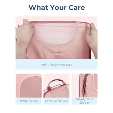 BAGSMART Compression Packing Cubes for Travel, 6 Set Packing Cubes for Suitcases, Lightweight Suitcases Organizers Bag Set & Compression Travel Cubes, Travel Essentials Packing Organizers Baby Pink