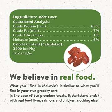 McLovin's Pet Freeze Dried Raw Beef Liver Dog Treats and Toppers, 14 oz. - Single Ingredient, Grain-Free, Gluten-Free, High-Protein Treat – Healthy Dog Training Treats