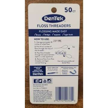 DenTek Floss Threaders 50 ea - Value Pack of 5 for Easy Flossing