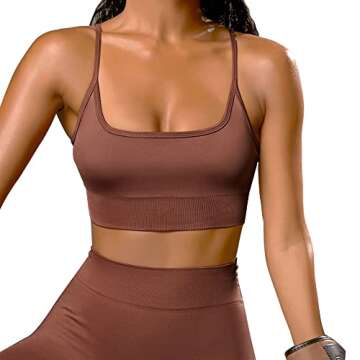 Jetjoy Workout Set for Women 2 Piece Athletic Outfits Seamless Crop Tank Yoga Leggings Gym Activewear Tracksuits Sets