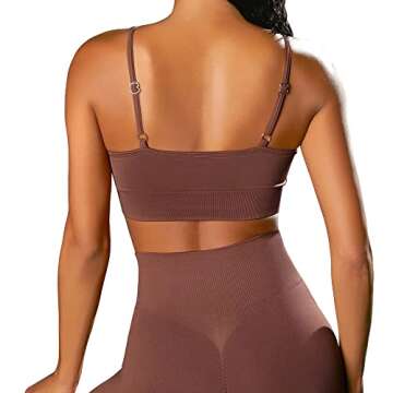 Jetjoy Workout Set for Women 2 Piece Athletic Outfits Seamless Crop Tank Yoga Leggings Gym Activewear Tracksuits Sets