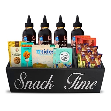 SupplyRealm "Snack Time" Snack Organizer for Pantry - Wooden Snack Storage for Chips, Candy, Food Di...