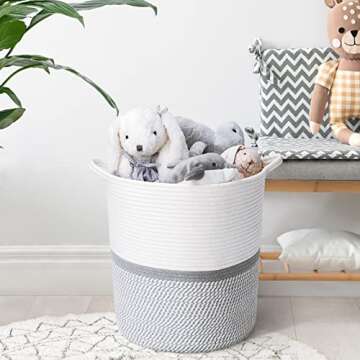INDRESSME Large Cotton Rope Basket for Kids Toys & Laundry