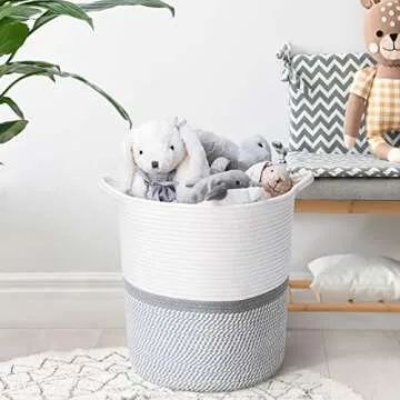 INDRESSME Large Cotton Rope Basket for Kids Toys & Laundry