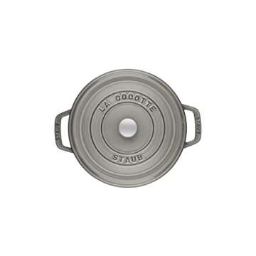 STAUB Cast Iron Roaster/Cocotte, Round, 34 cm, 12.6 L, Graphite Grey