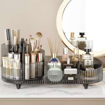 Rotating makeup organizer,Large Capacity Cosmetic Display Case, easy to hold all of your makeup prod...