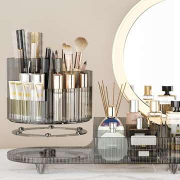 Stylish Rotating Makeup Organizer for Beauty Essentials