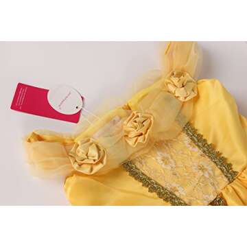 JerrisApparel Christmas Party Fancy Costume Deluxe Princess Dress Up for Girls (5, Yellow with Accessories)