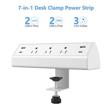 Desk Clamp Power Strip with Fast Charging Features