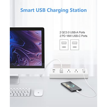 Desk Clamp Power Strip with Fast Charging Features