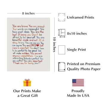 "You Are Brave Enough" Inspirational Wall Art Print – Motivational Wall Decor for Home, Office, Bedroom, Classroom & School - Unframed 8x10" Poster Print - Perfect Gift for Boys & Girls