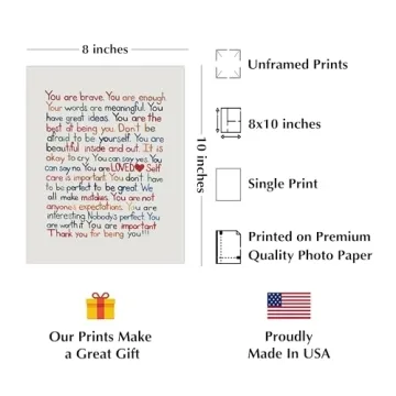 "You Are Brave Enough" Inspirational Wall Art Print – Motivational Wall Decor for Home, Office, Bedroom, Classroom & School - Unframed 8x10" Poster Print - Perfect Gift for Boys & Girls