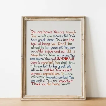 "You Are Brave Enough" Inspirational Wall Art Print – Motivational Wall Decor for Home, Office, Bedroom, Classroom & School - Unframed 8x10" Poster Print - Perfect Gift for Boys & Girls