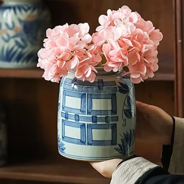 XIUWOUG Chinese Ginger Jar Chinoiserie Vase for Home