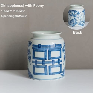 XIUWOUG Chinese Ginger Jar Chinoiserie Vase for Home