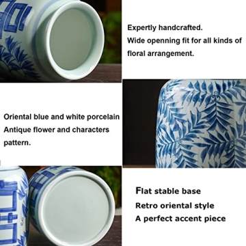 XIUWOUG Chinese Ginger Jar Chinoiserie Vase for Home