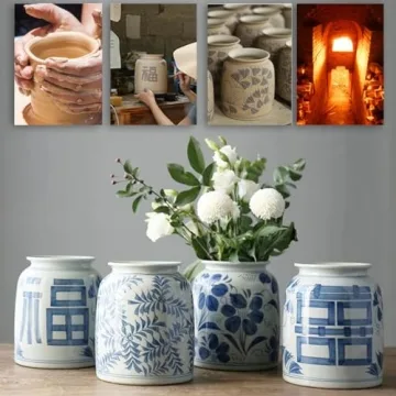 XIUWOUG Chinese Ginger Jar Chinoiserie Vase for Home