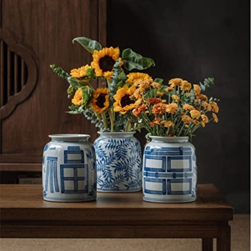 XIUWOUG Chinese Ginger Jar Chinoiserie Vase for Home