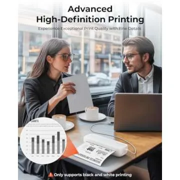 MUNBYN Portable Printers Wireless for Travel ITP04, Inkless Printer, Thermal Bluetooth Printer, Support 8.5x11&A4 Thermal Paper, Compatible with Android and iOS Phone & Laptop, Small Printer (White)