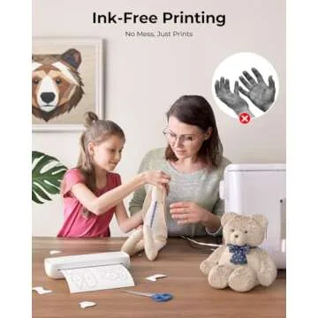 MUNBYN Portable Printers Wireless for Travel ITP04, Inkless Printer, Thermal Bluetooth Printer, Support 8.5x11&A4 Thermal Paper, Compatible with Android and iOS Phone & Laptop, Small Printer (White)