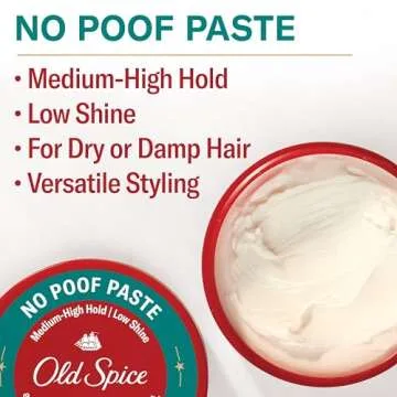 Old Spice No-Poof Paste, Hair Styling Paste for Men, Medium-High Hold with Low Shine, 2.22 oz