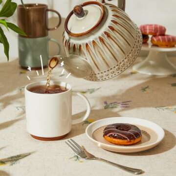 Sweese Stackable Coffee Mugs - 10 Oz Porcelain Cups for Cappuccino, Cafe Mocha, Latte and tea, Set of 4, Assorted Colors