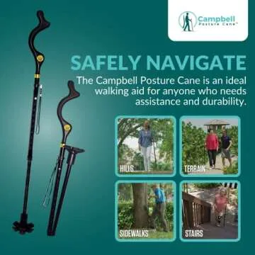 Campbell Posture Cane - Ergonomic Walking Stick for All Ages