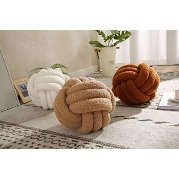 MOJUN Sherpa Fleece Knot Ball Pillow for Home Decor