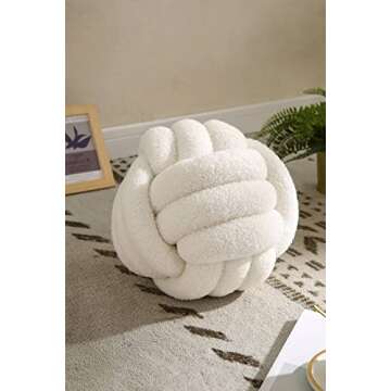 MOJUN Sherpa Fleece Knot Ball Pillow for Home Decor