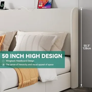 YITAHOME King Size Storage Bed with USB Ports and Headboard