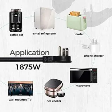 FIRMERST 1875W Flat Plug Extension Cord - 1 Foot, 14 AWG