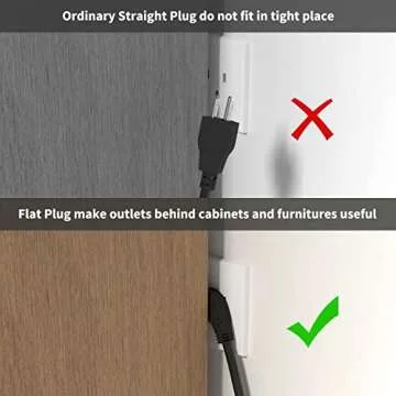 FIRMERST 1875W Flat Plug Extension Cord - 1 Foot, 14 AWG