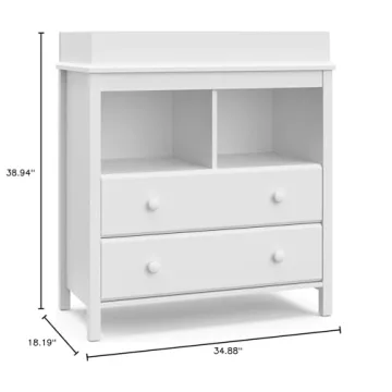 Stylish Storkcraft Alpine 2 Drawer Chest with Changing Topper
