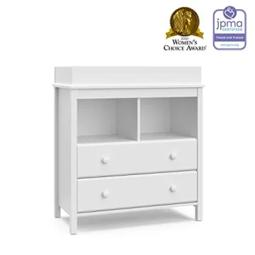 Stylish Storkcraft Alpine 2 Drawer Chest with Changing Topper